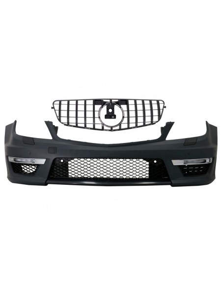 Paraurti anteriore per Mercedes Classe C W4 (12-up) C63 Facelift Design w/ Griglia anteriore centrale GT-R Panamericana Nero