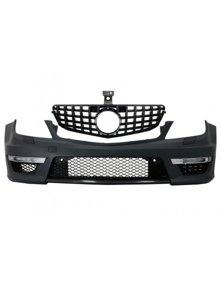 Paraurti anteriore per Mercedes C-Class W4 (12-up) C63 Facelift Design w/ Griglia anteriore GT-R Panamericana Look nero