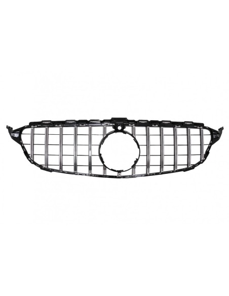 Griglia anteriore per Mercedes Classe C W5 S5 C5 (14-18) GT-R Panamericana Design Nero Cromo w/ 360 Fotocamera