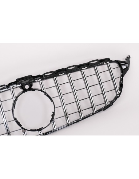 Griglia anteriore per Mercedes Classe C W5 S5 C5 (14-18) GT-R Panamericana Design Nero Cromo w/ 360 Fotocamera