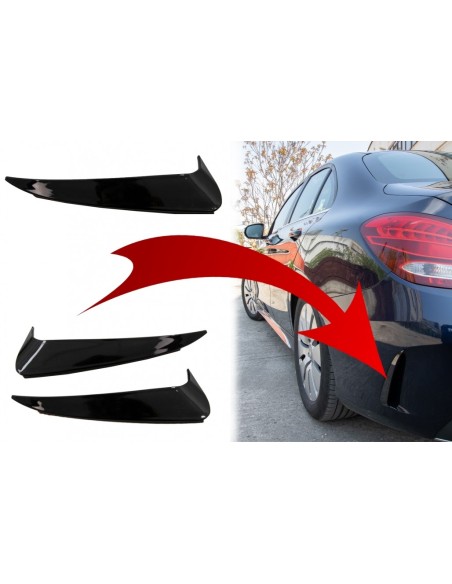 Paraurti posteriore Alette laterali Flics per Mercedes C Classe W5 (14-) Piano Nero