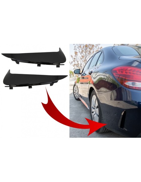 Paraurti posteriore Alette laterali Flics per Mercedes Classe C W5 (14-) Piano Nero