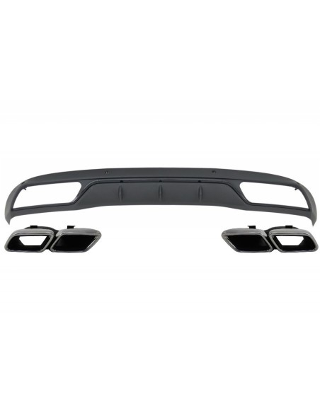 Paraurti posteriore Diffusore w/ Muffler Suggerimenti per Mercedes C-Class W5 S5 (14-18) C63 Look Shadow nero e cromato per