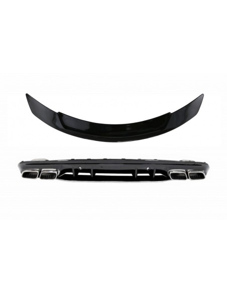 Diffusore posteriore Silver Tips e Trunk Spoiler per Mercedes C-Class W5 (14-) C63S Design solo per AMG Sport Line