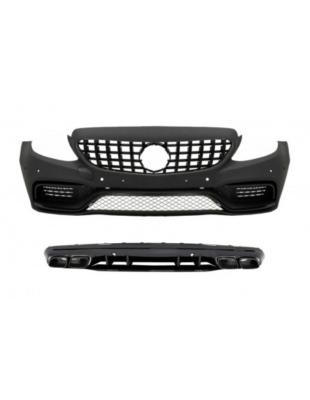 Paraurti anteriore completo w/ diffusore e punte nere per MERCEDES C-Class W5 S5 (14-) solo per AMG Sport Line