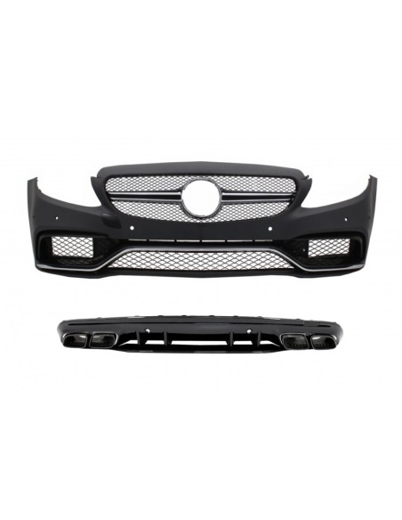 Paraurti anteriore w/ diffusore e punte nere per Mercedes C-Class W5 S5 (14-) Solo per AMG Sport Line