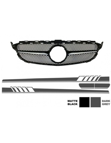 Griglia anteriore w/ lato adesivo adesivo vinile grigio scuro per MERCEDES C-Class C5 A5 (14-18) C63 Design