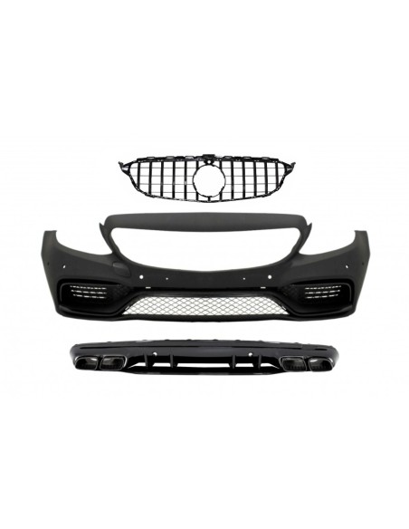 Paraurti anteriore per Mercedes classe C W5 S5 (14-18) w/ griglia e diffusore C63 Design nero