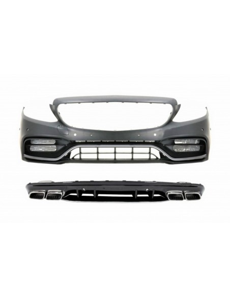 Paraurti anteriore w/ diffusore e punte d'argento per Mercedes C-Class W5 S5 AMG Sport Line (14-) C63S Design