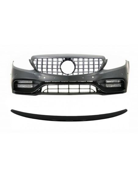 Paraurti anteriore w/ griglia cromato e bagagliaio Spoiler Piano nero per Mercedes C-Class C5 (14-18) C63 Design