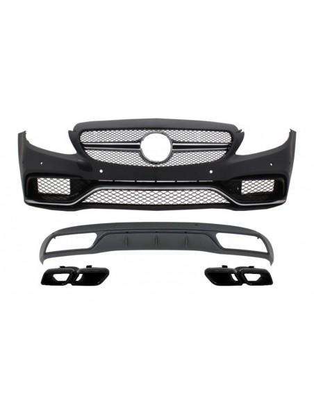 Paraurti anteriore e diffusore w/ nero per Mercedes C-Class W5 S5 (14-18) C63 Design