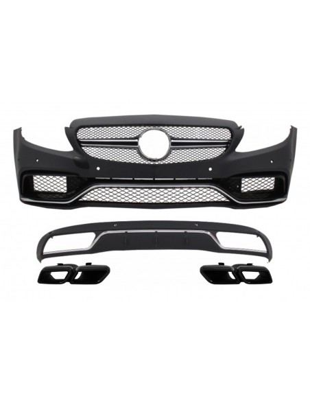 Paraurti anteriore e diffusore w/ nero per Mercedes C-Class W5 S5 (14-18) C63 Design