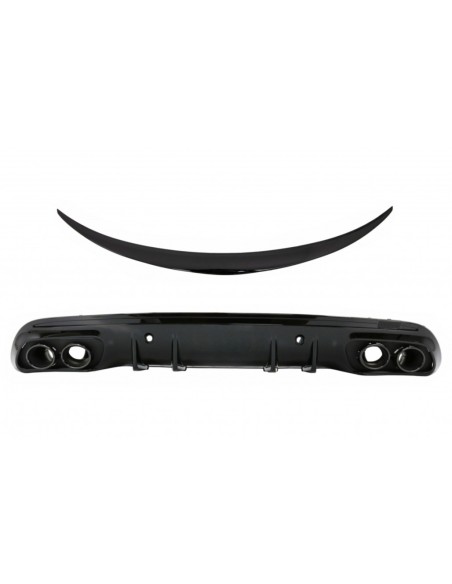 Paraurti posteriore diffusore w/ scarico per Mercedes C-Class W5 (14-) e tronco spoiler pianoforte nero