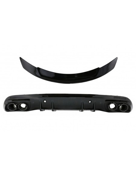 Paraurti posteriore diffusore w/ scarico per Mercedes C-Class W5 (14-) e tronco spoiler pianoforte nero
