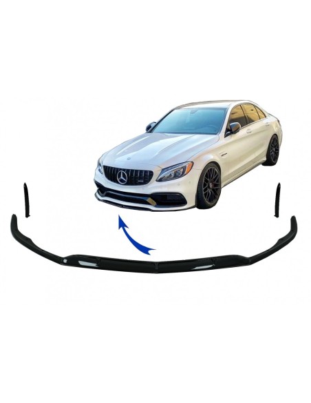 Labbro paraurti anteriore per Mercedes C-Class C63 C63S W5 S5 (14-18) Limousine T-Model Edition 1 Design Nero