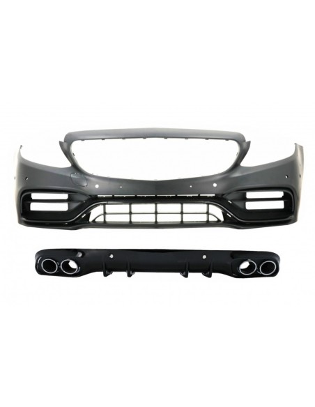 Paraurti anteriore w/ diffusore doppia uscita w/ scarico suggerimenti per Mercedes C-Class A5 C5 Coupe Cabriolet (14-19) C63