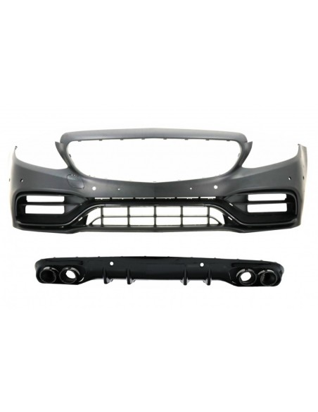 Paraurti anteriore w/ diffusore doppia uscita e scarico suggerimenti per Mercedes C-Class A5 Cabriolet C5 Coupe (14-19)