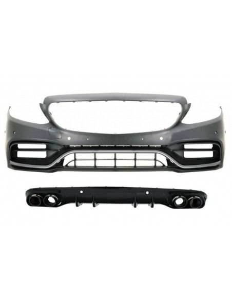 Paraurti anteriore w/ diffusore doppia uscita e scarico suggerimenti per Mercedes C-Class A5 Cabriolet C5 Coupe (14-19)