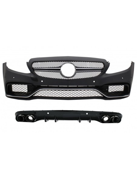 Paraurti anteriore w/ diffusore doppia uscita e scarico suggerimenti per Mercedes C-Class C5 Coupe A5 Cabriolet (14-19) C63