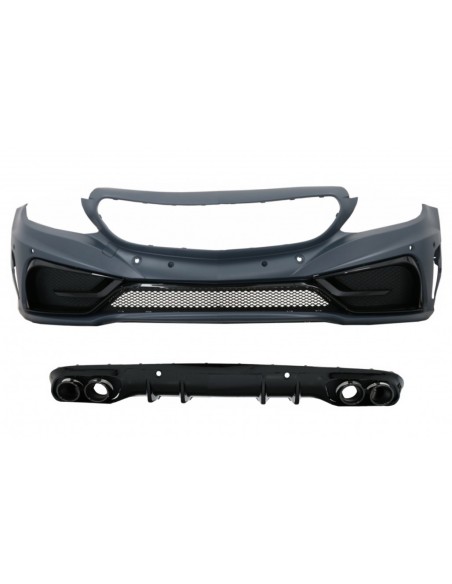 Paraurti anteriore w/ diffusore doppia uscita e scarico suggerimenti per Mercedes C-Class A5 Cabriolet C5 Coupe (14-19)