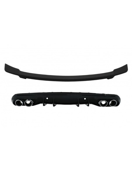 Paraurti posteriore diffusore w/ scarico e tronco spoiler nero opaco per Mercedes C-Class W5 S5 AMG Sport Line
