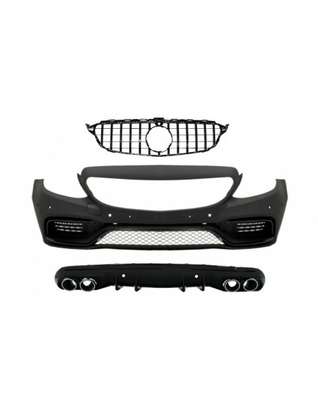 Paraurti anteriore per Mercedes C-Class W5 S5 AMG Sport Line (14-18) w/ griglia e diffusore Chrome C63 Design