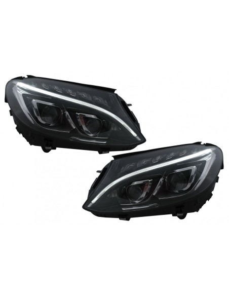 Full LED DRL Fari per Mercedes Classe C W5 S5 A5 C5 (14-18) Nero