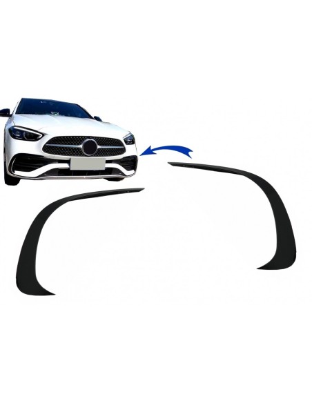 Paraurti anteriore Splitter Alette Aero per Mercedes C Classe W6 Sport Line (21-Up) Piano Nero