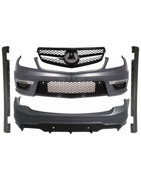 Kit per MERCEDES C-Class W204 Facelift C63 T-Modell S204 Station Wagon Estate con griglia anteriore sport nera lucida e cromata