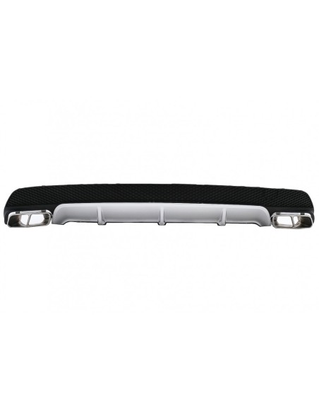 Diffusore posteriore w/ punte di scarico e adesivi adesivi laterali vinile grigio scuro per Mercedes CLA W117 (13-16) Sport Pack