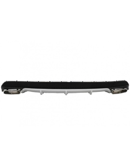 Diffusore posteriore w/ punte di scarico e adesivi adesivi laterali vinile grigio scuro per Mercedes CLA W117 (13-16) Sport Pack