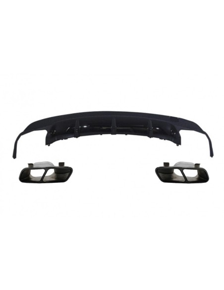 Diffusore posteriore w/ scarico nero per Mercedes CLA W117 X117 tiro freno (13-18) Sport Pack