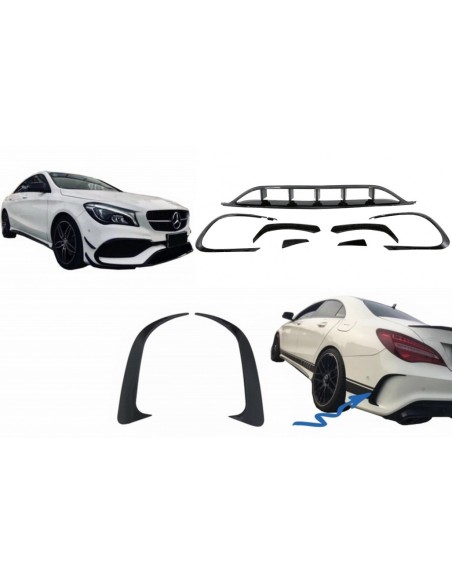 Paraurti anteriore e posteriore Splitter Fins Aero Kit di conversione per Mercedes CLA W117 Facelift (16-18) CLA45