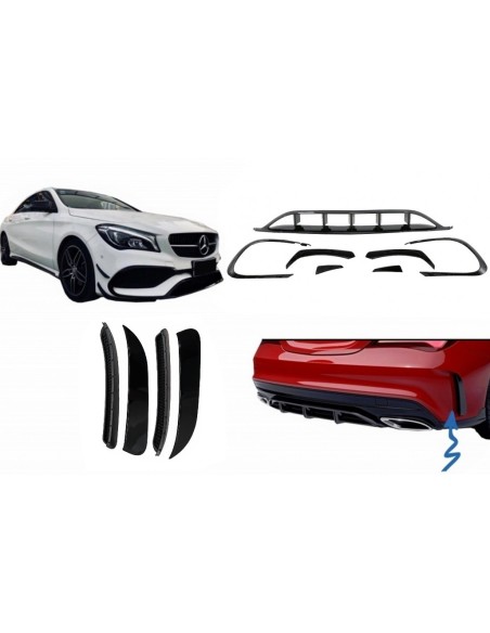 Paraurti anteriore e posteriore Splitter Fins Side Vent Flaps Kit di conversione Aero per Mercedes CLA W117