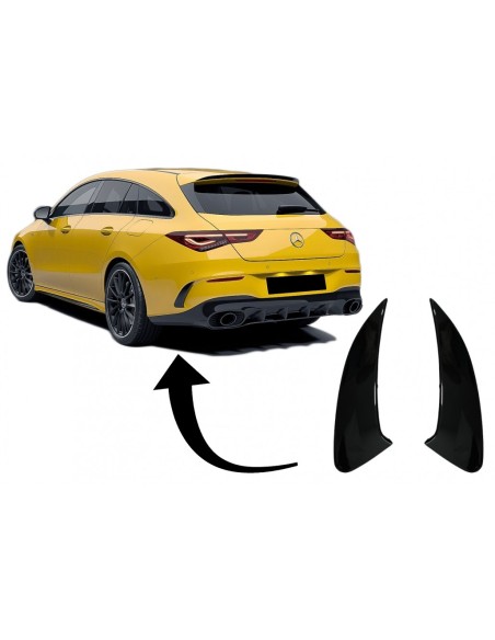 Paraurti posteriore Flics alette laterali per Mercedes CLA tiro freno X118 CLA Coupé C118 (19-up) pianoforte nero CLA 45S Design