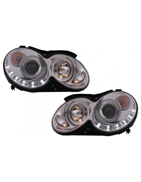 LED DRL Fari per Mercedes CLK W9 C9 Coupe A9 Cabrio (03-10) Cromo