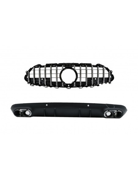 Griglia centrale w/ diffusore e punte di scarico nero per Mercedes CLS-Class C257 (18-up) GTR CLS53 Design solo AMG