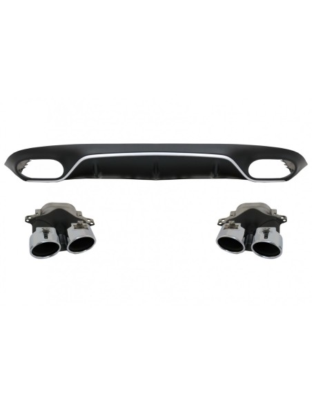 Diffusore posteriore w/ punte di scarico e griglia centrale nero per Mercedes E-Class C238 A238 AMG Sport Line (16+) E53 E63
