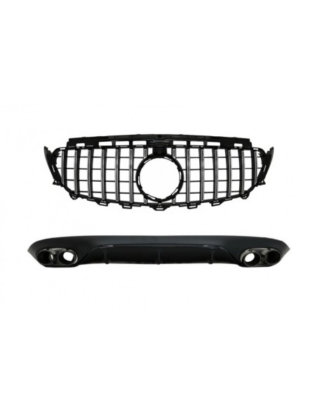 Diffusore posteriore w/ punte di scarico e griglia centrale w/ 360 fotocamera per Mercedes E-Class C238 AMG Sport Line