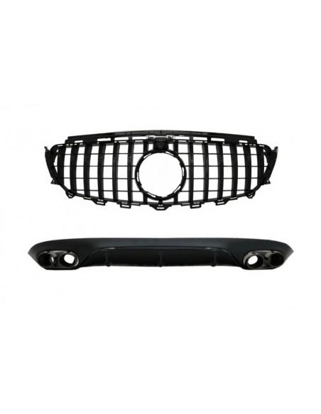 Diffusore posteriore w/ punte di scarico e griglia centrale per Mercedes E-Class C238 AMG Sport Line (16+)