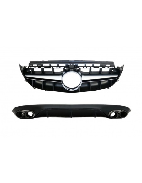 Diffusore posteriore w/ punte di scarico e griglia centrale per Mercedes E-Class C238 A238 AMG Sport Line (16+) E53 GT-R