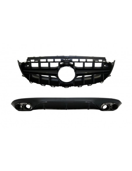 Diffusore posteriore e puntali di scarico e griglia centrale per Mercedes E-Class C238 A238 AMG Sport Line (16+)