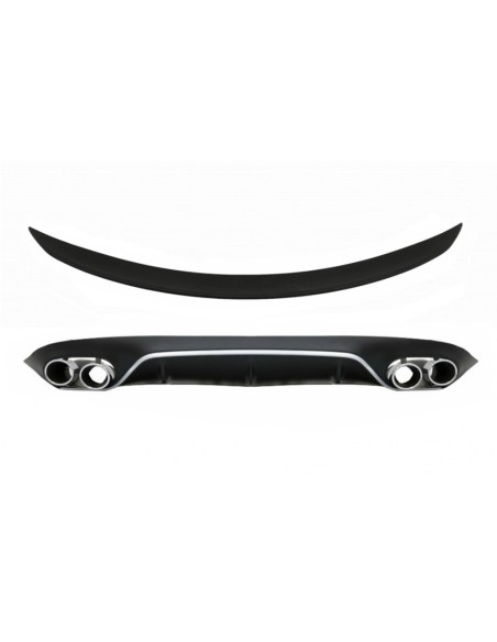 Diffusore posteriore w/ punte di scarico e spoiler del bagagliaio per Mercedes E-Class C238 AMG Sport Line (16-up) E53