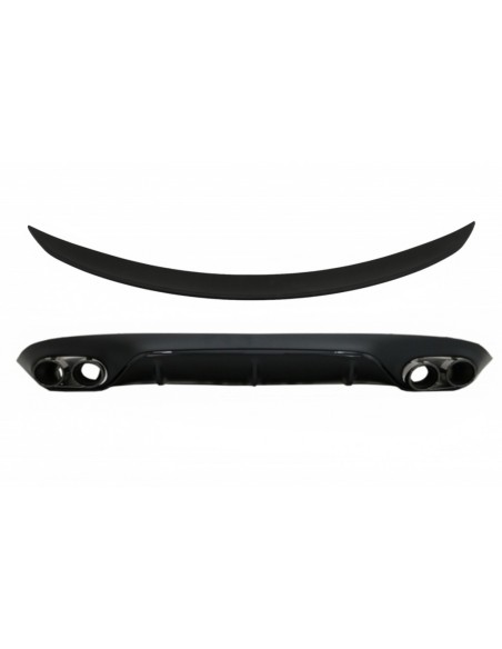 Diffusore posteriore w/ punte di scarico e spoiler del bagagliaio per Mercedes E-Class C238 AMG Sport Line (16+) E53 Design Nero