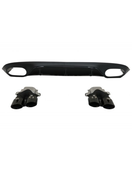 Diffusore posteriore w/ punte di scarico e spoiler del bagagliaio per Mercedes E-Class C238 AMG Sport Line (16+) E53 Design Nero