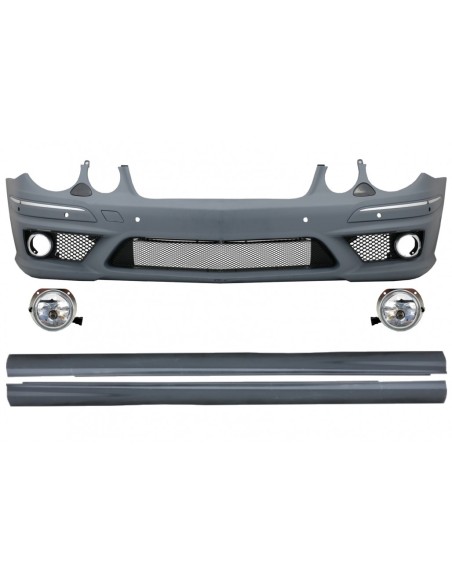 Paraurti anteriore per Mercedes W211 E-Class Facelift (06-09) w/ fendinebbia e gonne laterali