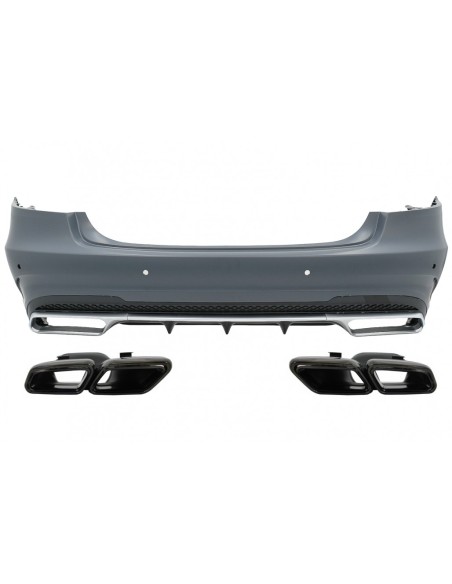 Paraurti posteriore w/ scarico nero per Mercedes E-Class W212 Facelift (13-16)