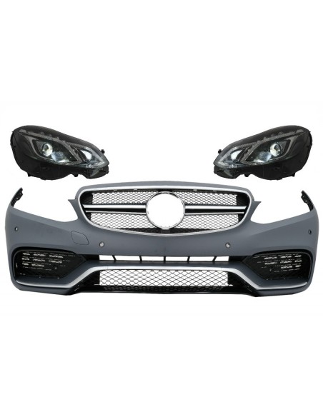 Paraurti anteriore per Mercedes E-Class W212 S212 Facelift (13-16) E63 Design w/ Fari LED Xenon Design
