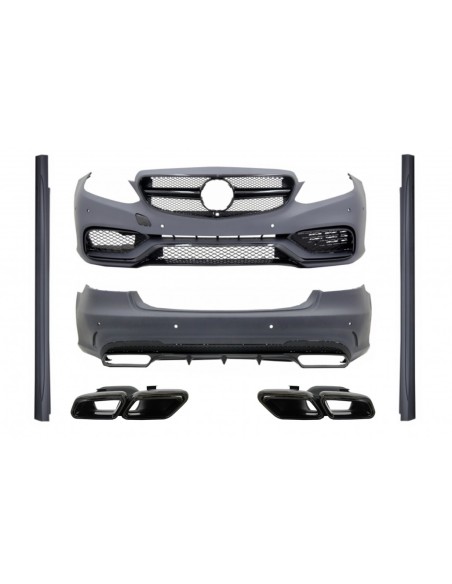 Kit estetico per Mercedes E-Class W212 Facelift (13-16) con scarico lucido edizione nera di design E63