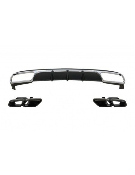 Diffusore posteriore w/ scarico nero per Mercedes E-Class W212 Facelift (13-16) solo